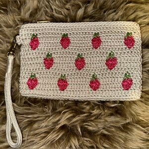 Strawberry Patterned Crochet Wristlet